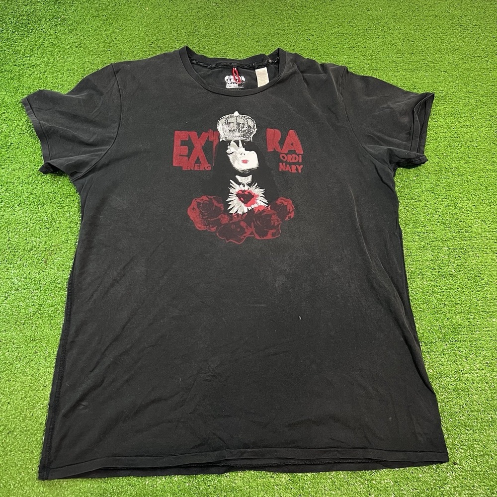 vintage‎ Graphic Tee LG Faded black Roses hearts Grunge Punk made in Italy READ